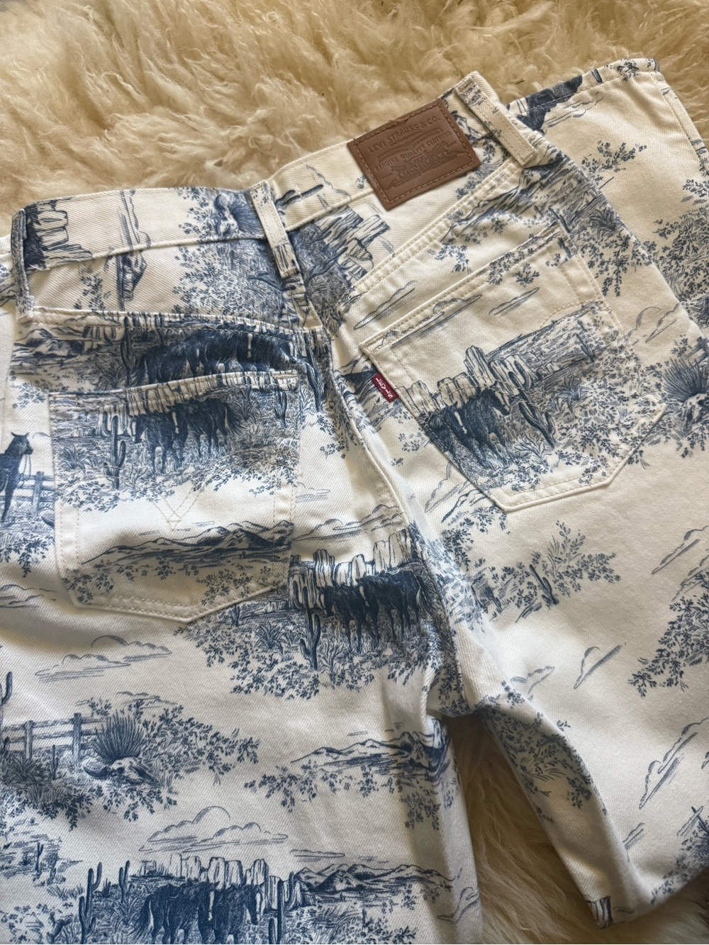 Levi's Ribcage Straight Ankle Blue Toile Print Jeans